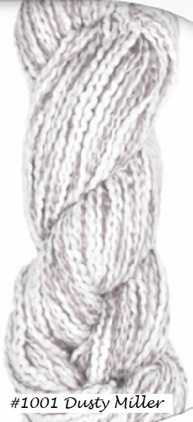 Bud Dappled Yarn from Juniper Moon Farm. Color #1001 Dusty Miller