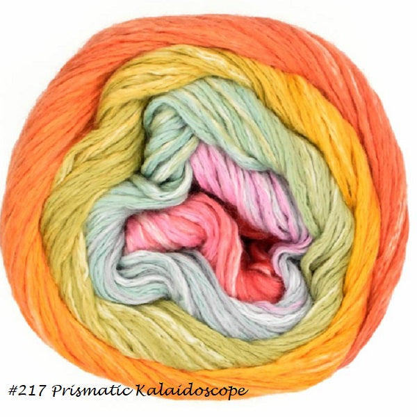 Cumulus Rainbow Yarn from Juniper Moon Farm. Colorway #217 Prismatic Kalaidoscope