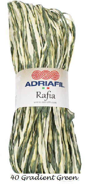 Rafia Yarn from Adriafil. Colorway #40 Gradient Green
