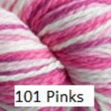 Cascade 128 superwash 100% merino wool in a chunky weight . Variegated pink to white, color #101