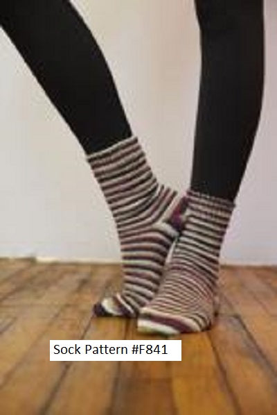 Plymouth Yarn's Sock Pattern #F841. Knitted in Andes Sock Yarn,