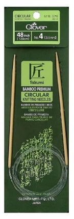 Clover fixed Bamboo Circular Knitting Needles.  US 4 x 48"