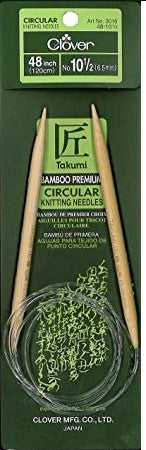 Clover Bamboo fixed circular knitting needles 48"