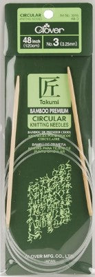 Clover Bamboo fixed circular knitting needles 48"
