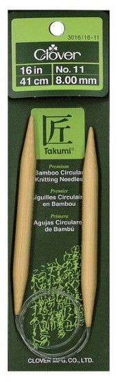 Clover fixed Bamboo Circular Knitting Needles. US 11 x 16"