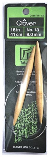 Clover fixed Bamboo Circular Knitting Needles. US 13 x 16"