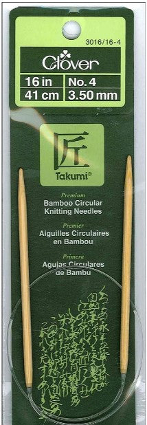 Clover fixed Bamboo Circular Knitting Needles. US 4 x 16"