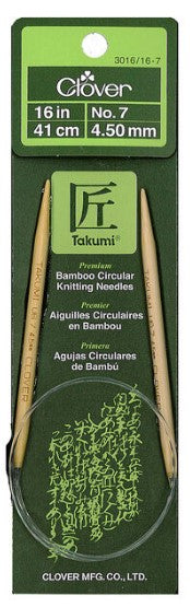 Clover fixed Bamboo Circular Knitting Needles. US 7 x 16"
