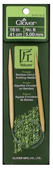 Clover fixed Bamboo Circular Knitting Needles. US 8 x 16"