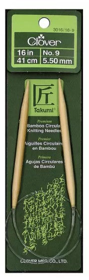 Clover fixed Bamboo Circular Knitting Needles. US 9 x 16"