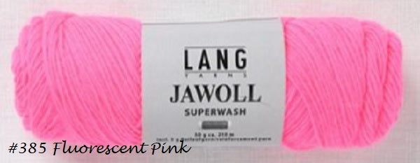 Jawoll Sock Yarn from Lang. Color #385 Fluorescent Pink