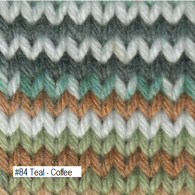 Katia's Baby Jacquard Yarn, color swatch #84 Teal - Coffee
