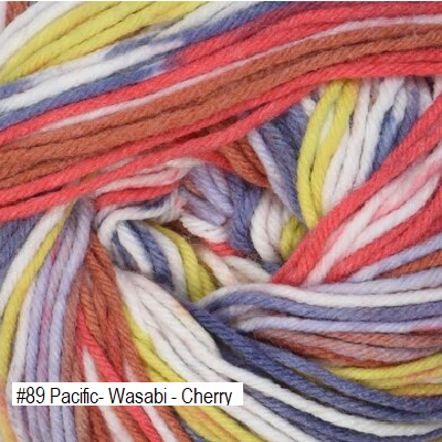 Katia's Baby Jacquard Yarn, color #89 Pacific - Wasabi - Cherry