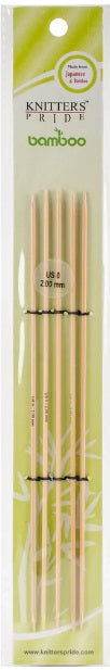 Bamboo Double Point Knitting Needles 8"