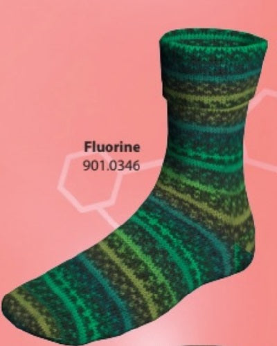 Lang Super Soxx Yarn, Chemical Elements Collection. Color #901.0346 Fluorine.