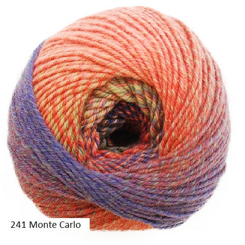Painted Sky Yarn from Knitting Fever. A worsted weight yarn in color #241 Monte Carlo