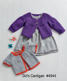 Sirdar knit Girl's Cardigan pattern #4944 for Snuggly DK