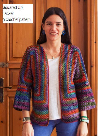 Squared Up Jacket a crochet pattern for Uneek Fingering Yarn from Urth Yarns