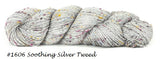 Sueno Tweed Yarn,  a DK weight yarn from HiKoo. Color #1606 Soothing Silver Tweed
