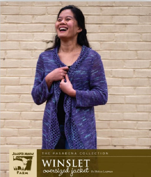 Winslet Oversized Jacket Pattern, a knit pattern for Damask Yarn. Designed by Melissa Leapmann