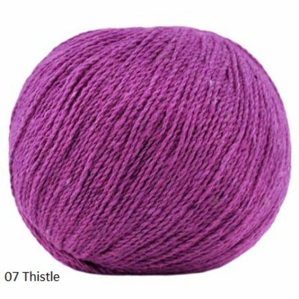 Jody Long's Alba Yarn in colorway #07 Thistle. A DK weight in Merino, Alpaca and Viscose.
