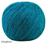Jody Long's Alba Yarn in colorway #8 Kingfisher. A DK weight in Merino, Alpaca and Viscose.