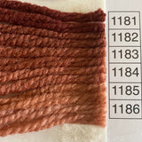 Waverly Wool Needlepoint Yarn color shade sample for #1181 to 1186