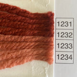 Waverly Wool Needlepoint Yarn color shade sample for #1231 to 1234