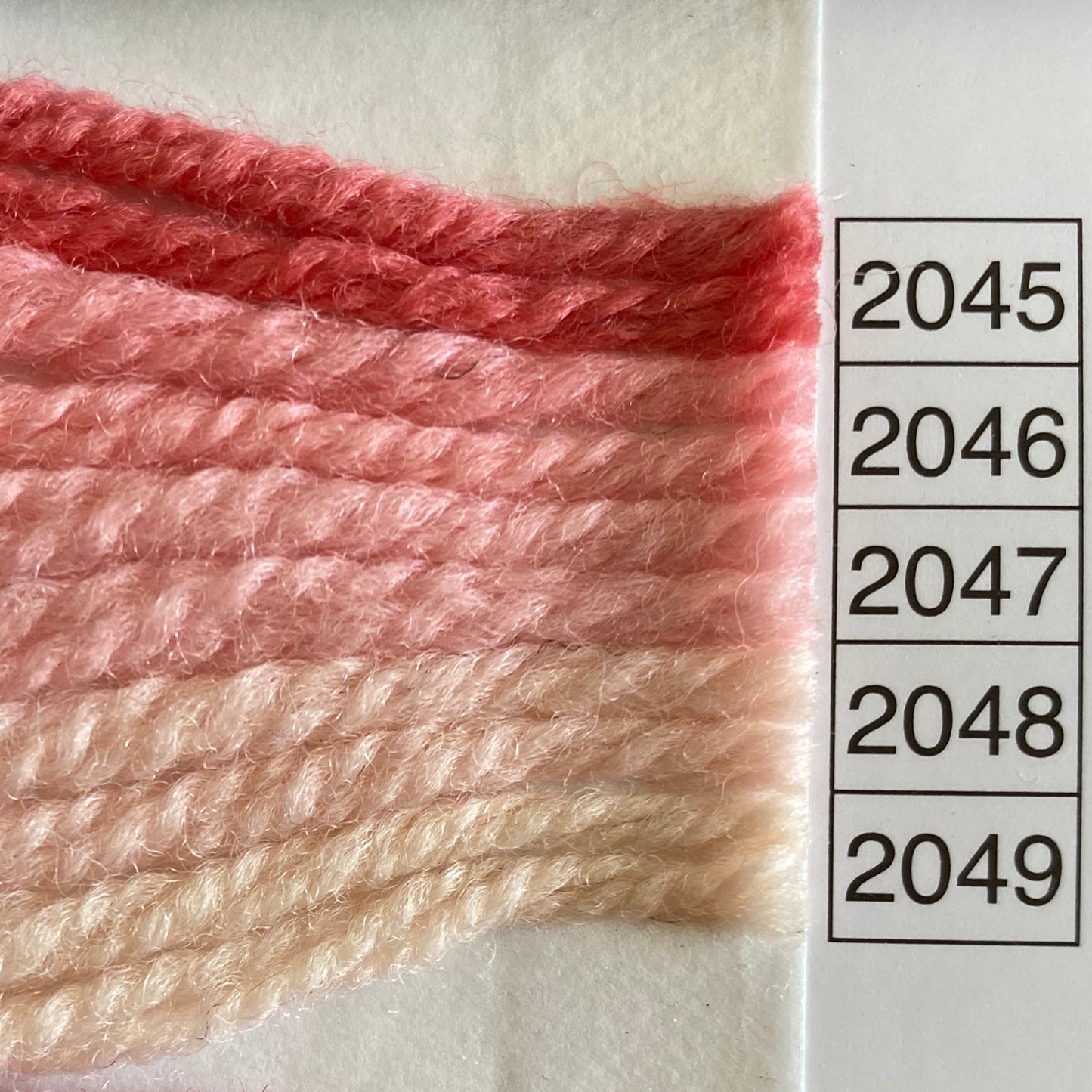 Waverly Wool Needlepoint Yarn color shade sample for #2046 to 2049