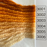 Waverly Wool Needlepoint Yarn color shade sample for #3001 to 3006