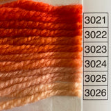Waverly Wool Needlepoint Yarn color shade sample for #3021 to 3026