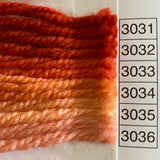 Waverly Wool Needlepoint Yarn color shade sample for #3031 to 3036