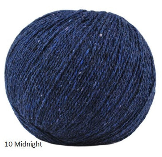 Jody Long's Alba Yarn in colorway #10 Midnight.. A DK weight in Merino, Alpaca and Viscose.