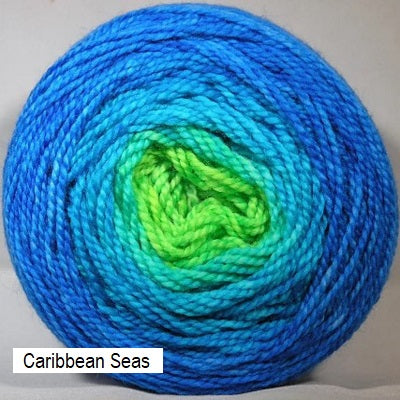 Transitions Yarn from Stone Barn Fibers. Gradient colorway Caribbean Seas