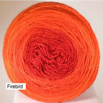Transitions Yarn from Stone Barn Fibers. Gradient colorway Firebird