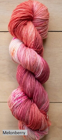 Twizzlefoot Yarn from Mountain Colors. Color Melonberry