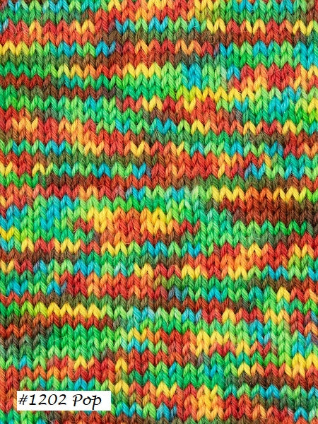 Knit sample of color #1202 Pop in Colorlab Sock DK from WYS