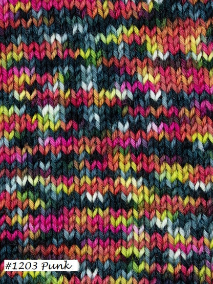 WYS's Colorlab Sock DK . Knit sample in #1203 Punk