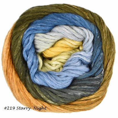 Cumulus Rainbow Yarn from Juniper Moon Farm. Colorway  #219 Staryy Night