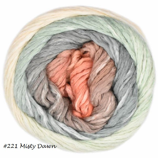 Cumulus Rainbow Yarn from Juniper Moon Farm. Colorway #221 Misty Dawn
