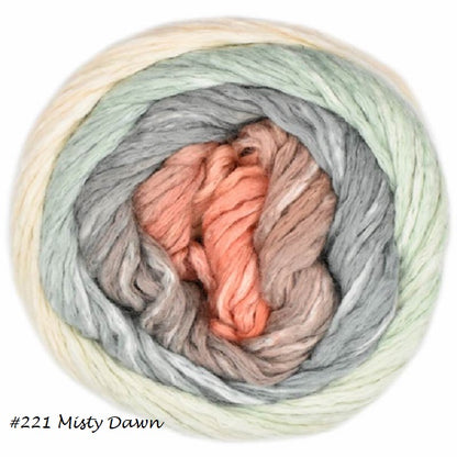 Cumulus Rainbow Yarn from Juniper Moon Farm. Colorway #221 Misty Dawn
