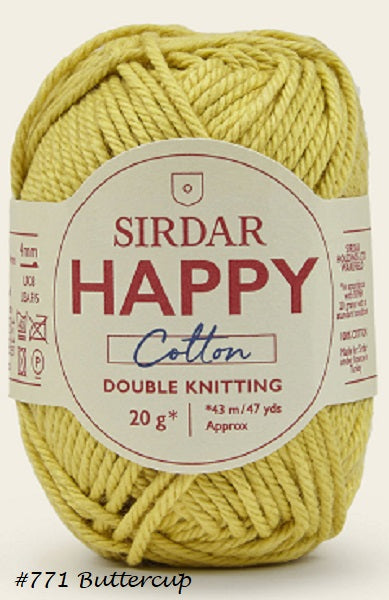 Happy Cotton DK Yarn from Sirdar. Color 771 Buttercup