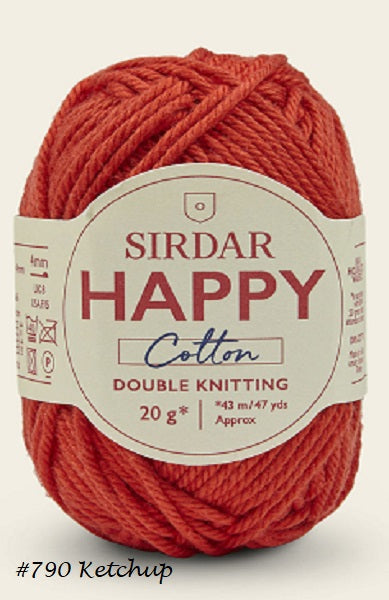 Happy Cotton Dk Yarn from Sirdar. Color #790 Ketchup