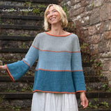 Cassini Sweater knitted with Luma Yarn. A DK weight from the Fibre Co. Blend of Merino, Organic Cotton, Linen and Silk