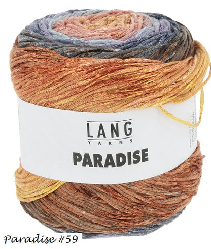 Lang's Paradise cake in color #59. A sport weight yarn for knit or crochet.