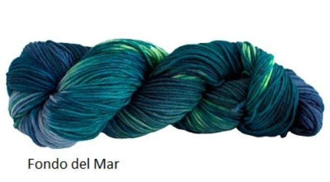 Manos Del Uruguay Alegria Grande Hand Painted Yarn. Color Fondo del Mar