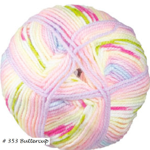 Baby Blossom DK Yarn from Hayfield. Colorway #353 Buttercup