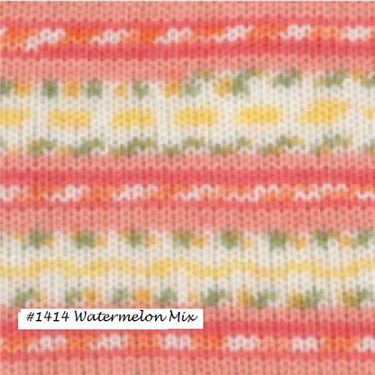 Dreambaby Paintpot DK Yarn from Plymouth. Color #141 Watermelon Mix