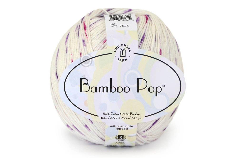 Universal Yarn Bamboo Pop. A plied yarn in a  blend of Cotton and Bamboo .