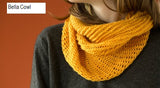Bella Cowl knit in Urth Yarns' Harvest Worsted in color Buckthorn